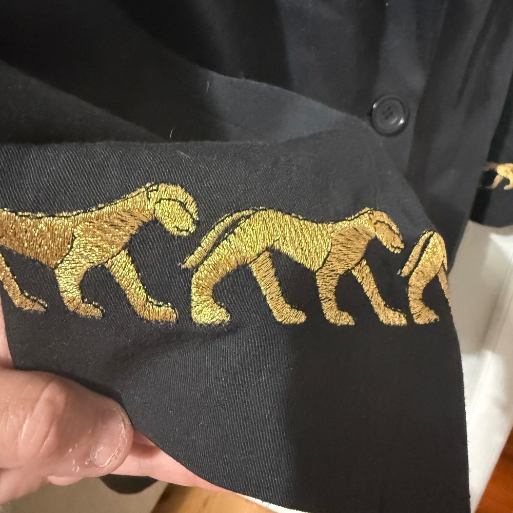 Giancarlo Ferrari‎ Blazer Vintage Gold Tiger Embroidery 8P Black Excellent